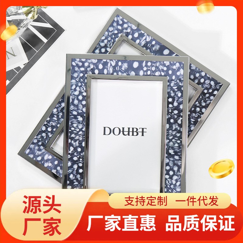 新款现代简c约珍珠鸡羽毛相框摆台挂墙桌面装饰摆件客餐厅卧室相