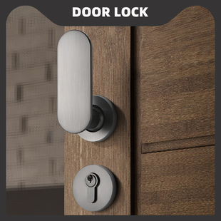 平推式 卧室静音分体直推门锁家用室内房门锁卫生间前后推门把手锁