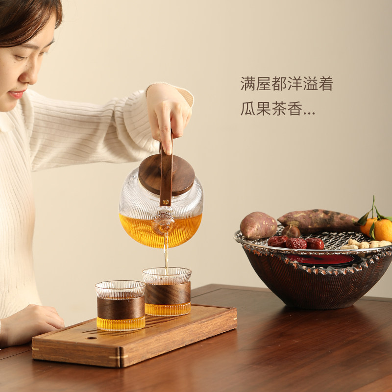 水阳光围a炉煮茶家用室内一套日式网红电陶炉烤茶套装煮茶壶煮茶