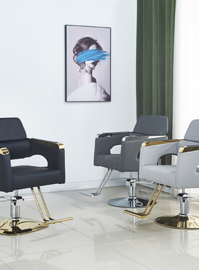 理发店椅子发廊理容椅美发椅剪发椅可旋转升W降不锈钢扶手