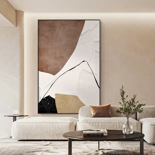 侘寂风客厅装饰画现代q简约沙发背景墙落地画高级感抽象玄关挂画