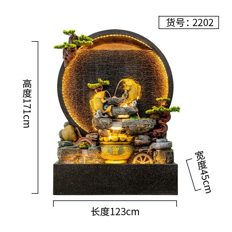 新中式假b山喷泉流水摆件水幕墙别墅庭院客厅酒吧阳台落地鱼池水