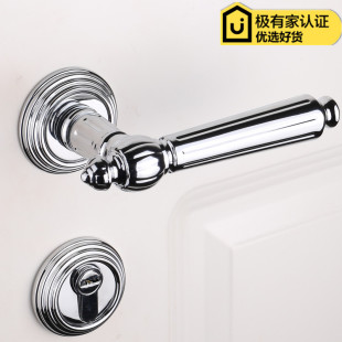 不锈钢镜面房门锁卧室静音金色铜质门锁套装 美式 亮铬门锁室内欧式