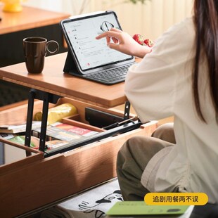 二黑木作 登登茶几 移动升降边几小推J车置物架实木客厅收纳茶桌