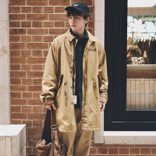 foundry25aw重磅水洗做旧宽松日系M51翻领鱼尾大衣长款 风衣夹克男
