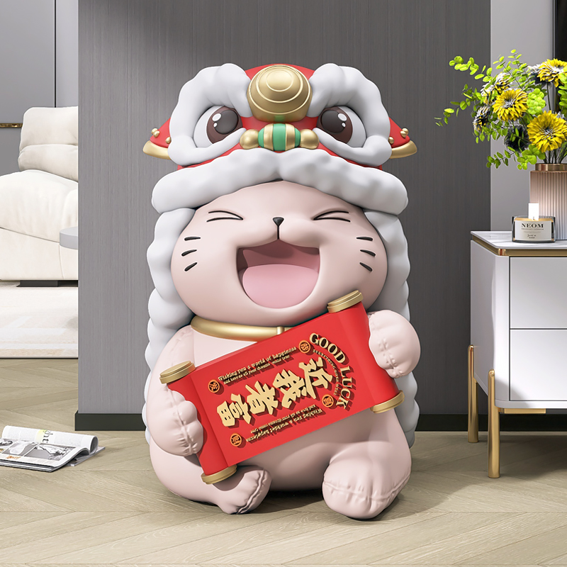 国潮醒狮落地摆件客厅p电视柜边家居饰品招财开业礼物乔迁新居礼