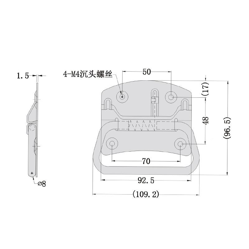 不锈钢密封迫紧把把手工手业门手密封设备REFHS11拉烤箱箱隔热防