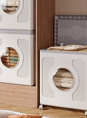 衣服收纳箱家用盖容DDE量带滑轮衣物整具理大翻箱杂物玩被子储物