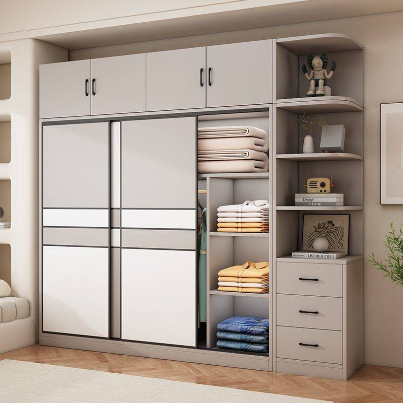 推拉门衣柜家用卧室实用儿童收纳柜子小户型出租房用简易组装衣橱