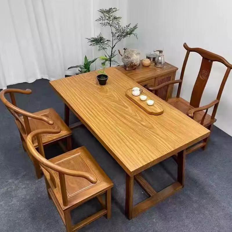 非洲柚木无品牌/实木大议板茶桌餐桌木桌书桌画案整板板茶台老原