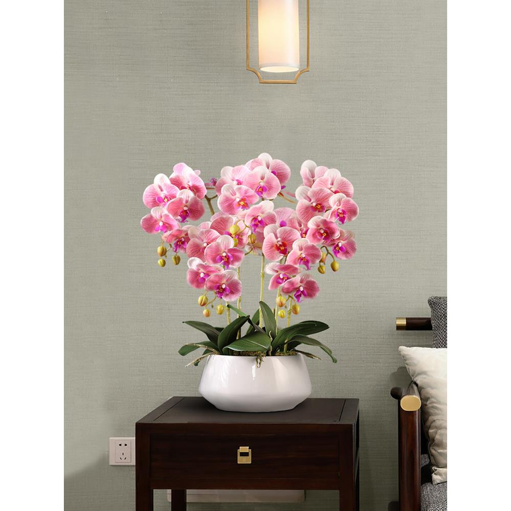 兰大盆PU手感F96S8HT7蝴蝶客厅花艺摆件茶几电视柜摆设假花装饰