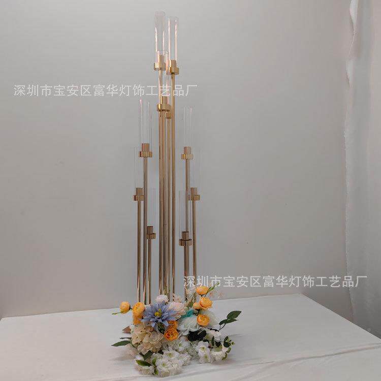 厂家婚庆道金具色烛台路引10头节节装高亚克力礼摆件YOP婚饰