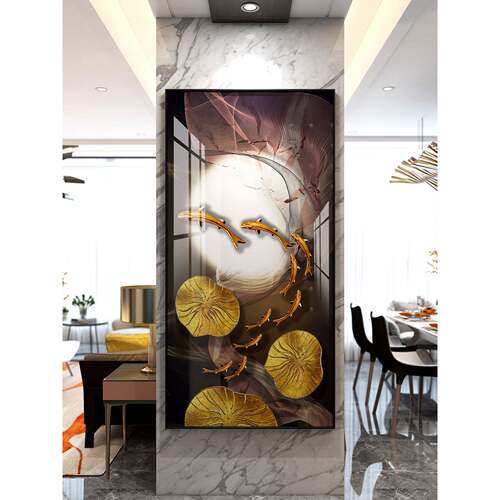 简约玄关装画轻奢画风关竖版饰L03走廊玄壁客厅晶瓷挂画来图可定