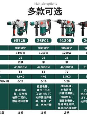 德硕9镐30电锤电两用1多功能大功LWR率带离合轻锤钻混凝土冲击型