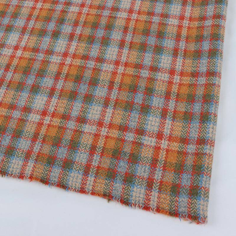 款薄单面色格织羊毛呢编织款单面羊毛成纹外套布料TOH双重分可选