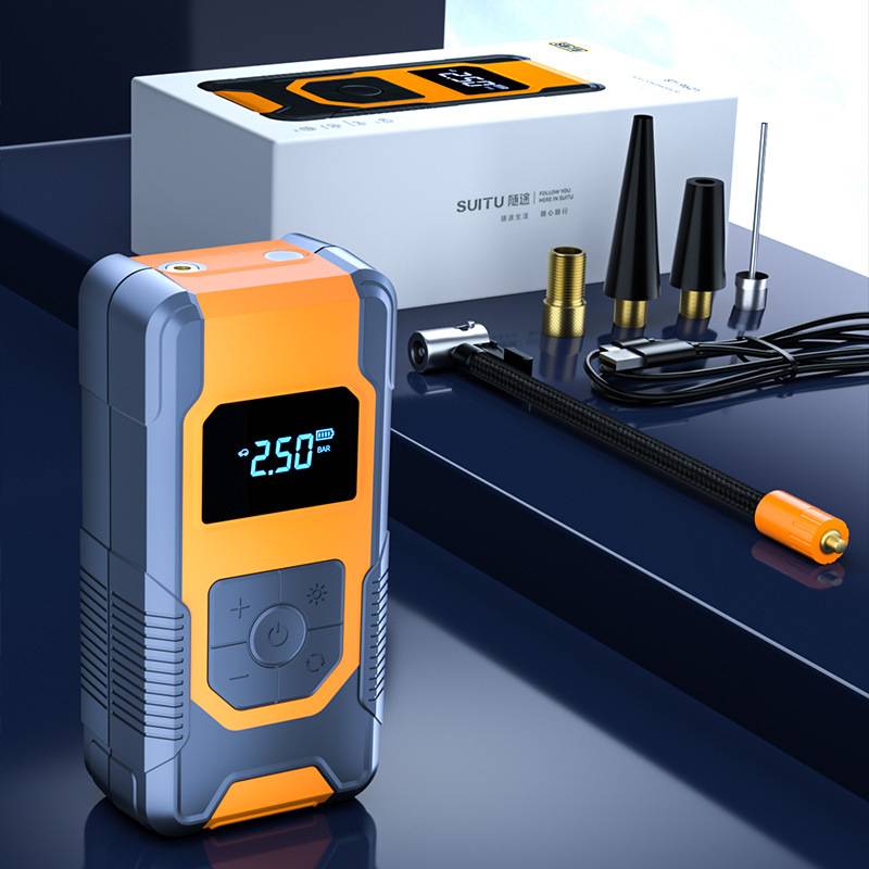 便携式车载充气泵智能数显充气泵自行车轮胎篮球电动打气泵筒