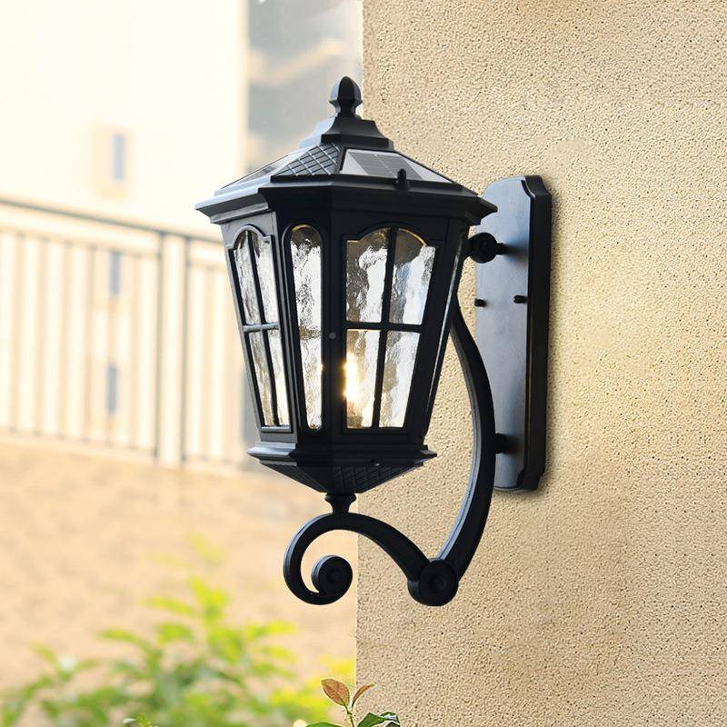 户外防水阳太阳能壁灯台室庭院外墙露十字八角台别外墅大门口灯具