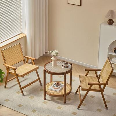 厂家直13032式销带扶手藤编椅可折叠藤子靠背椅椅躺椅户外便编携