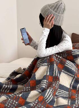 羊妮双面盖毯午睡毯英毯伦格沙发mita毯装饰毯旅卷行毯卧室卡通子