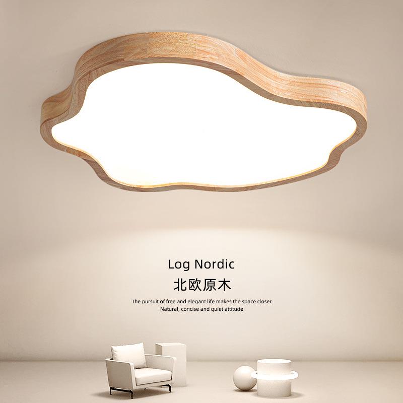 日式原木风主代卧造室吸顶灯635现简馨约设计师云朵型温浪漫房间