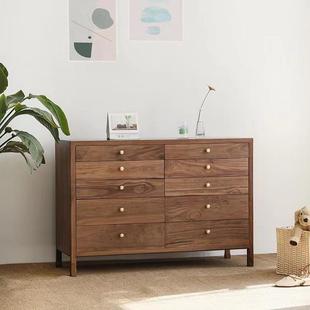 中式 美黑胡北桃木室收纳家具柜新斗柜储物卧柜实木免漆现代CDP简