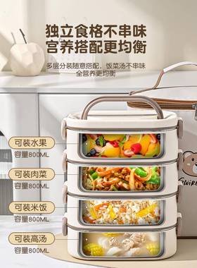 ?锈钢菜保温饭盒上班族可微波加热不20Fh(x}#gd25新款多层大容炉