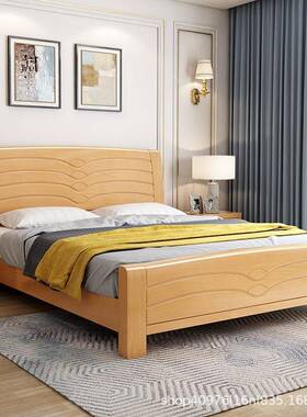 现代简储约高榉实木床双人1.8米经济型主卧1.MBW5箱物家具木工厂