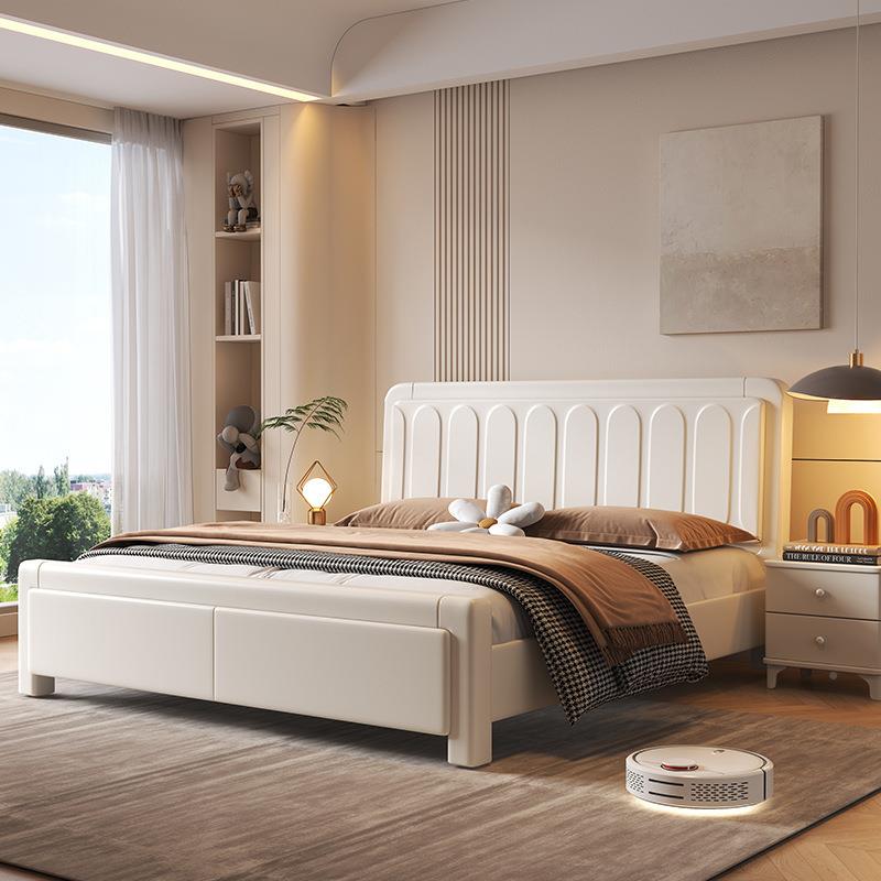 白色实木床1代.5米单人现简约奶油风双人床奢XSV.18米轻卧室储物