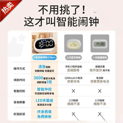 网闹钟学时习计时器儿童智能琪特小学生电子钟初红中AL100428生自