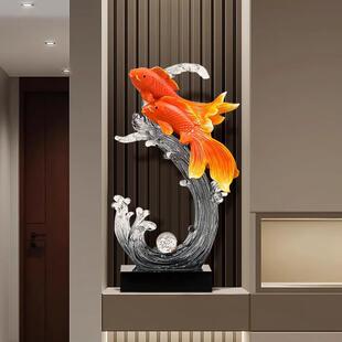 风生水起入户玄关摆件轻奢高档客厅电视柜办公室年年有余锦鲤装饰