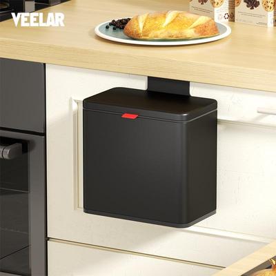 挂壁打VEELAR不锈宽钢挂5L厨房挂壁收纳卫生间简约口免孔墙垃圾桶