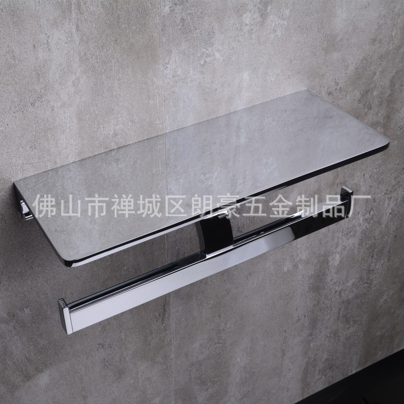OLANG全铜双纸巾架圈纸架带平台置物架双联圈纸架