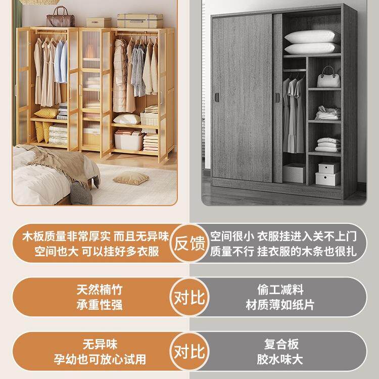 简易布大衣柜用卧室家组出租房用小宿舍衣橱新装款2250爆款竹985