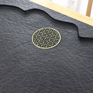 天然乌石茶盘石单盘莲花带圆家用简约现代客金厅石盘石头茶海茶具