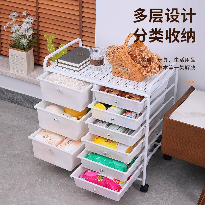 家室用多层塑料抽屉式架厨房客收厅卧置物架小PL006推车不锈钢整
