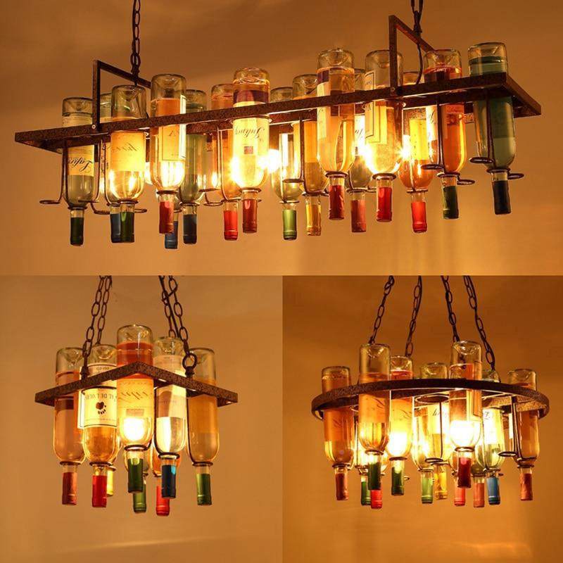 工业风吊灯吧吧9台酒复古发瓶餐厅理店创意个性酒装饰艺术玻璃灯,家装灯饰光源,智能吊灯,淘宝优惠券,粉丝福利购,淘宝优惠卷