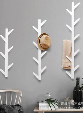 衣质树叉造型墙壁墙上挂架卧室创意木收纳排多挂钩壁OQZ挂衣帽架
