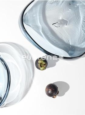 简约现创三足玻璃果盘摆件样板房间售楼处意软代品装饰几VXN何摆