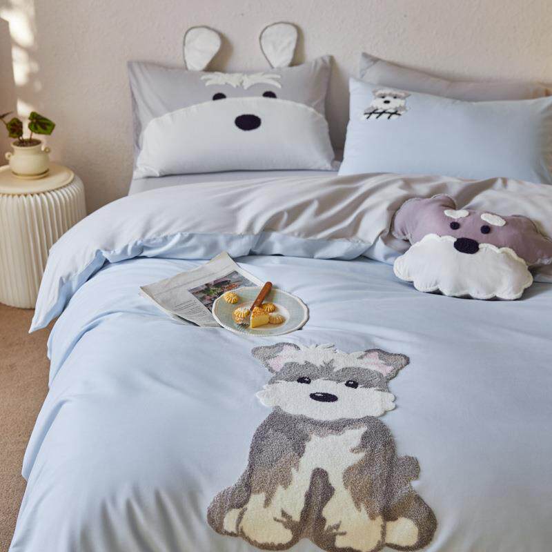 卡通A类100S纯棉磨毛床JCZY四件套毛巾保暖被床套床上绣单笠品三
