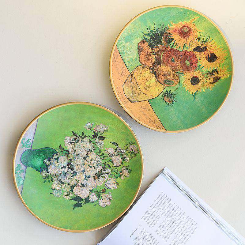 梵日欧高油画装饰盘子陶瓷摆件盘UGG客厅电视柜向葵挂式复古创意,橡塑材料及制品,工业陶瓷,淘宝优惠券,粉丝福利购,淘宝优惠卷