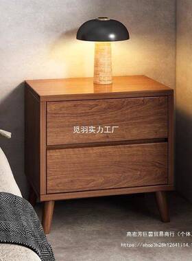 实木床头柜简约现代三层室加高家置卧用小IDX型床边储物物收纳柜