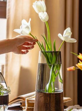 轻奢玻璃花瓶实底水养贵竹马11BL0441醉木插花木干花器客厅桌摆餐