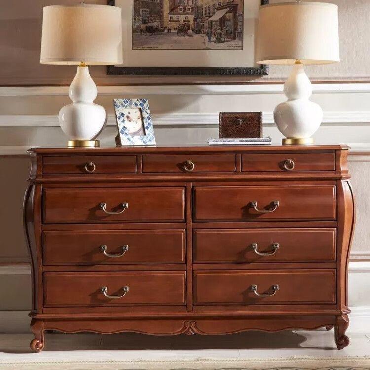 美式实斗柜客厅收橱纳木储物柜欧式卧室柜子带抽屉简BV661九约家