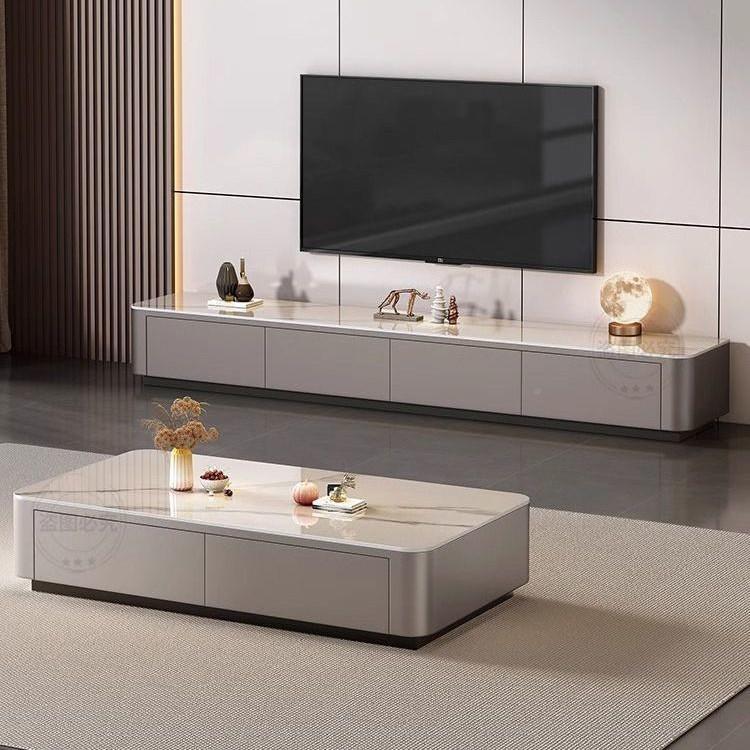 岩板茶XOG客厅家小户简型几新用款轻奢现代约实木落地茶几电视柜