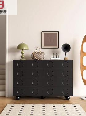 黑色复古斗柜八卧室床尾收DEA纳柜边客厅玄柜储物柜斗柜电关视沙