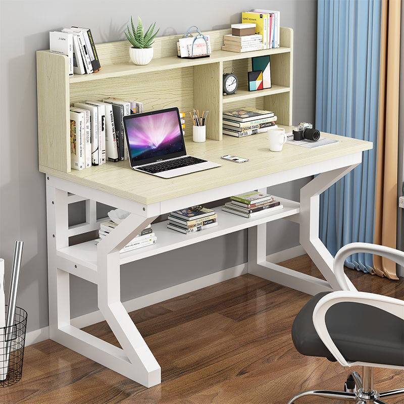 简易书桌书架组合学生家用写字桌书柜一体电脑学习桌子卧室写字台