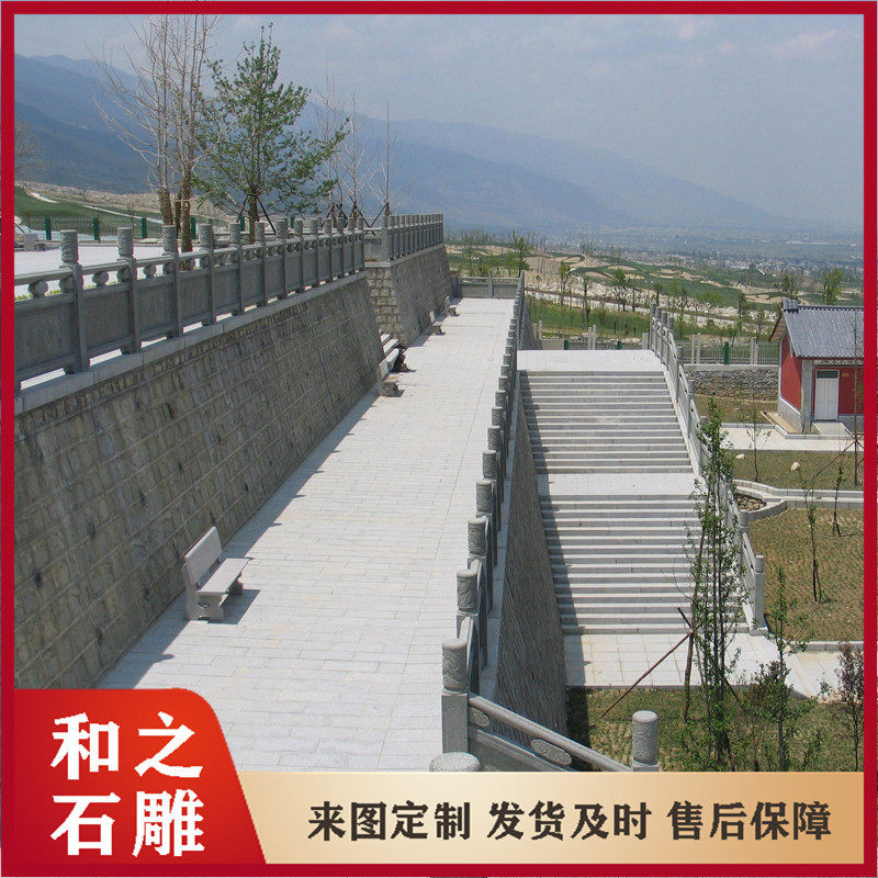 寺院仿古石雕栏杆 青石浮雕栏杆护栏设计 栏板雕刻多种图案