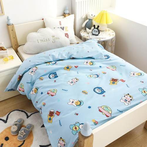 A类60棉支纯棉长绒棉全儿童床品校幼儿园被学纯棉被套三套件套