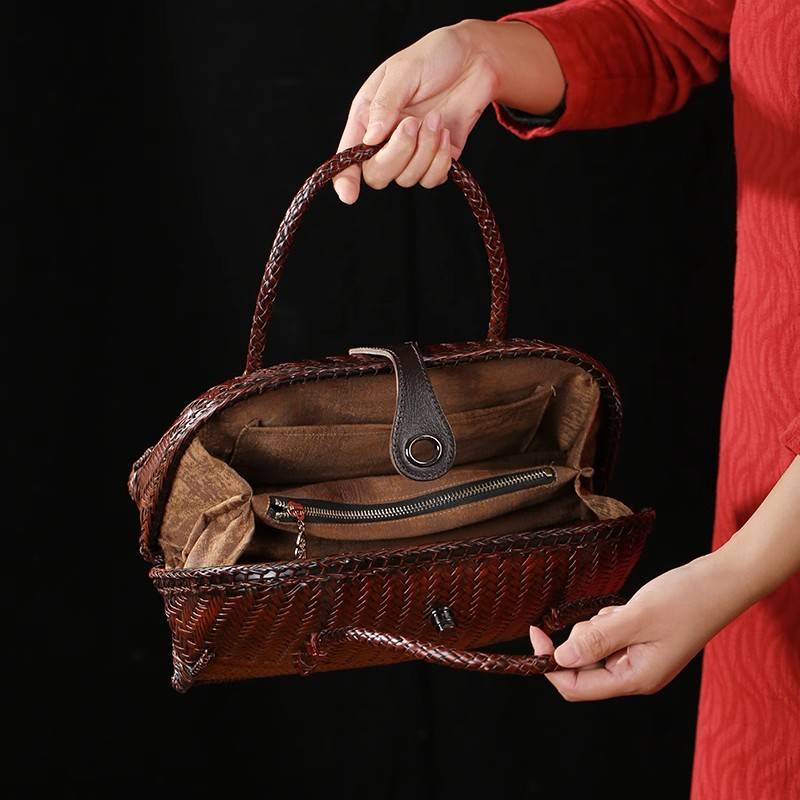 非遗文化复古竹编纯手工大号都市时尚会议竹包大容量公文包送男友