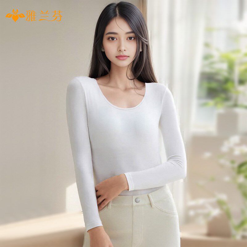 女士纯棉保暖内衣薄款蕾丝打底衬衣棉毛衫冬季全棉修身秋衣秋裤女